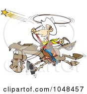 Cartoon Cowboy Trying To Catch A Star