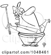 Poster, Art Print Of Cartoon Black And White Outline Design Of A Spring Golfer Smelling The Air