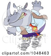 Royalty Free RF Clip Art Illustration Of A Cartoon Rhino Jumping On Springs by toonaday