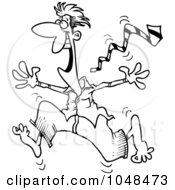 Poster, Art Print Of Cartoon Black And White Outline Design Of A Happy Man