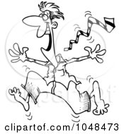 Royalty Free RF Clip Art Illustration Of A Cartoon Black And White Outline Design Of A Happy Man