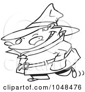 Royalty Free RF Clip Art Illustration Of A Cartoon Black And White Outline Design Of A Spy Kid by toonaday