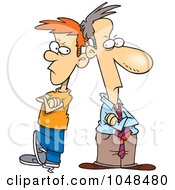 Royalty Free RF Clip Art Illustration Of A Cartoon Father And Son Having A Stand Off by toonaday