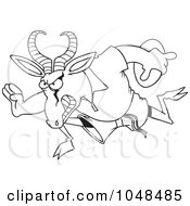 Royalty Free RF Clip Art Illustration Of A Cartoon Black And White Outline Design Of A Rugby Antelope Springbok by toonaday