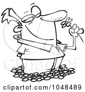 Royalty Free RF Clip Art Illustration Of A Cartoon Black And White Outline Design Of A Spring Bliss Man Smelling Flowers