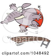 Cartoon Elephant Jumping On A Diving Board