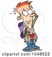 Poster, Art Print Of Cartoon Stressed School Boy