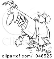 Royalty Free RF Clip Art Illustration Of A Cartoon Black And White Outline Design Of A Stomping Businessman
