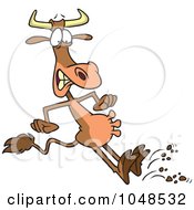 Royalty Free RF Clip Art Illustration Of A Cartoon Halting Bull