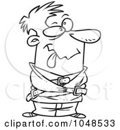 Cartoon Black And White Outline Design Of A Looney Guy In A Straight Jacket