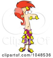 Royalty Free RF Clip Art Illustration Of A Cartoon Businesswoman Covered In Sticky Notes