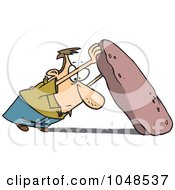 Royalty Free RF Clip Art Illustration Of A Cartoon Man Looking Under A Stone by toonaday