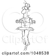 Royalty Free RF Clip Art Illustration Of A Cartoon Black And White Outline Design Of A Businessman Stranded On A High Cliff