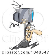 Poster, Art Print Of Cartoon Robber Stealing A Tv