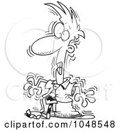 Royalty Free RF Clip Art Illustration Of A Cartoon Black And White Outline Design Of A Stressed Businessman Shaking
