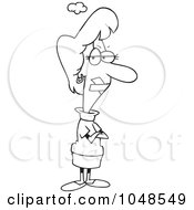 Royalty Free RF Clip Art Illustration Of A Cartoon Black And White Outline Design Of A Stifled Businesswoman by toonaday