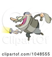 Poster, Art Print Of Cartoon Robber Using A Flashlight