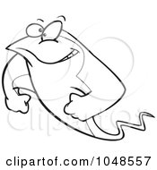 Royalty Free RF Clip Art Illustration Of A Cartoon Black And White Outline Design Of A Strong Stingray by toonaday