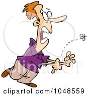 Royalty Free RF Clip Art Illustration Of A Cartoon Bee Stinging A Man by toonaday