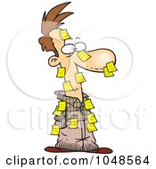 Royalty Free RF Clip Art Illustration Of A Cartoon Man Covered In Sticky Notes by toonaday