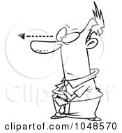 Poster, Art Print Of Cartoon Black And White Outline Design Of A Staring Businessman