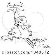 Poster, Art Print Of Cartoon Black And White Outline Design Of A Halting Bull