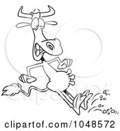Royalty Free RF Clip Art Illustration Of A Cartoon Black And White Outline Design Of A Halting Bull