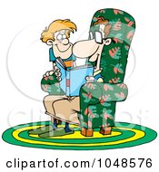 Royalty Free RF Clip Art Illustration Of A Cartoon Father Reading A Story To His Son