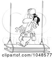 Royalty Free RF Clip Art Illustration Of A Cartoon Black And White Outline Design Of A Construction Steel Walker by toonaday
