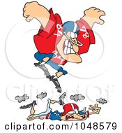 Poster, Art Print Of Cartoon Huge Footballer Stomping On A Smaller Guy