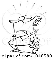 Poster, Art Print Of Cartoon Black And White Outline Design Of A Startled Man