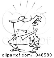 Royalty Free RF Clip Art Illustration Of A Cartoon Black And White Outline Design Of A Startled Man
