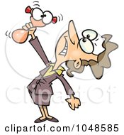 Royalty Free RF Clip Art Illustration Of A Cartoon Businesswoman Squeezing A Stress Toy