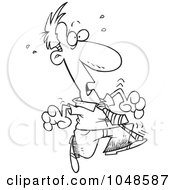 Royalty Free RF Clip Art Illustration Of A Cartoon Black And White Outline Design Of A Startled Businessman by toonaday