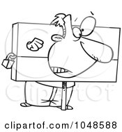 Royalty Free RF Clip Art Illustration Of A Cartoon Black And White Outline Design Of A Guy Being Punished In The Stocks by toonaday