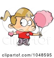 Cartoon Sticky Girl Eating Cotton Candy