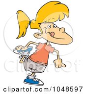 Royalty Free RF Clip Art Illustration Of A Cartoon Girl Stretching