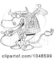 Poster, Art Print Of Cartoon Black And White Outline Design Of A Bull Host