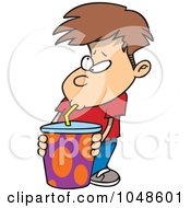 Poster, Art Print Of Cartoon Boy Sucking Soda Through A Straw