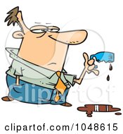 Royalty Free RF Clip Art Illustration Of A Cartoon Businessman Holding A Cup Melted By Strong Coffee