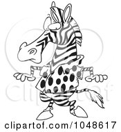 Cartoon Black And White Outline Design Of A Zebra Wearing A Spotted Shirt