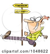 Poster, Art Print Of Cartoon Man Striding Into Tomorrow