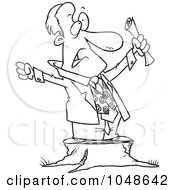 Royalty Free RF Clip Art Illustration Of A Cartoon Black And White Outline Design Of A Stumping Businessman