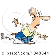 Royalty Free RF Clip Art Illustration Of A Cartoon Businessman Stumbling Over A Cord by toonaday