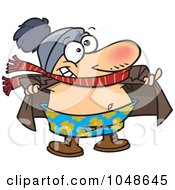 Royalty Free RF Clip Art Illustration Of A Cartoon Winter Guy Soaking Up The Sunshine by toonaday