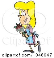Royalty Free RF Clip Art Illustration Of A Cartoon Candy Striper Carrying Flowers
