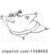 Royalty Free RF Clip Art Illustration Of A Cartoon Black And White Outline Design Of A Sumo Ballerina by toonaday