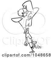 Royalty Free RF Clip Art Illustration Of A Cartoon Black And White Outline Design Of A Woman Strolling