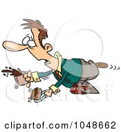Royalty Free RF Clip Art Illustration Of A Cartoon Stumbling Businessman Spilling Cake And Coffee by toonaday