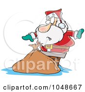 Poster, Art Print Of Cartoon Santa Stuck In A Chimney